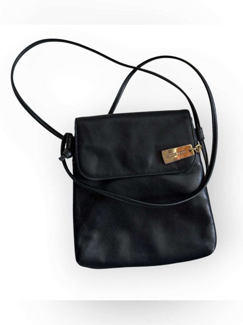 Vintage 90s style Giani Bernini black buttery Leather Crossbody Bag